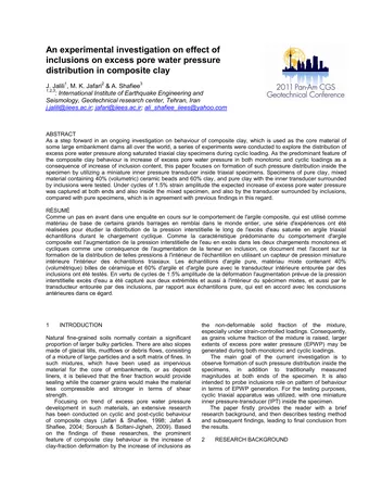 Más sobre Investigación Experimental sobre el Efecto de Inclusiones en el Exceso de Presión del Agua de Poros.