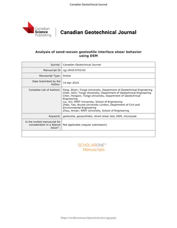 Más sobre Análisis del Comportamiento al Corte de la Interfaz de Geotextil Tejido y Arena Usando