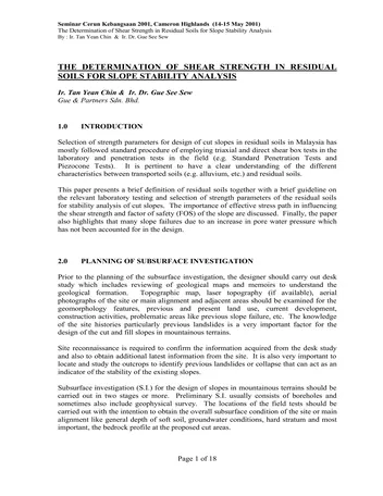 Más sobre La Determinación de la Resistencia al Corte en Suelos Residuales para Análisis de Estabilidad de Pendientes